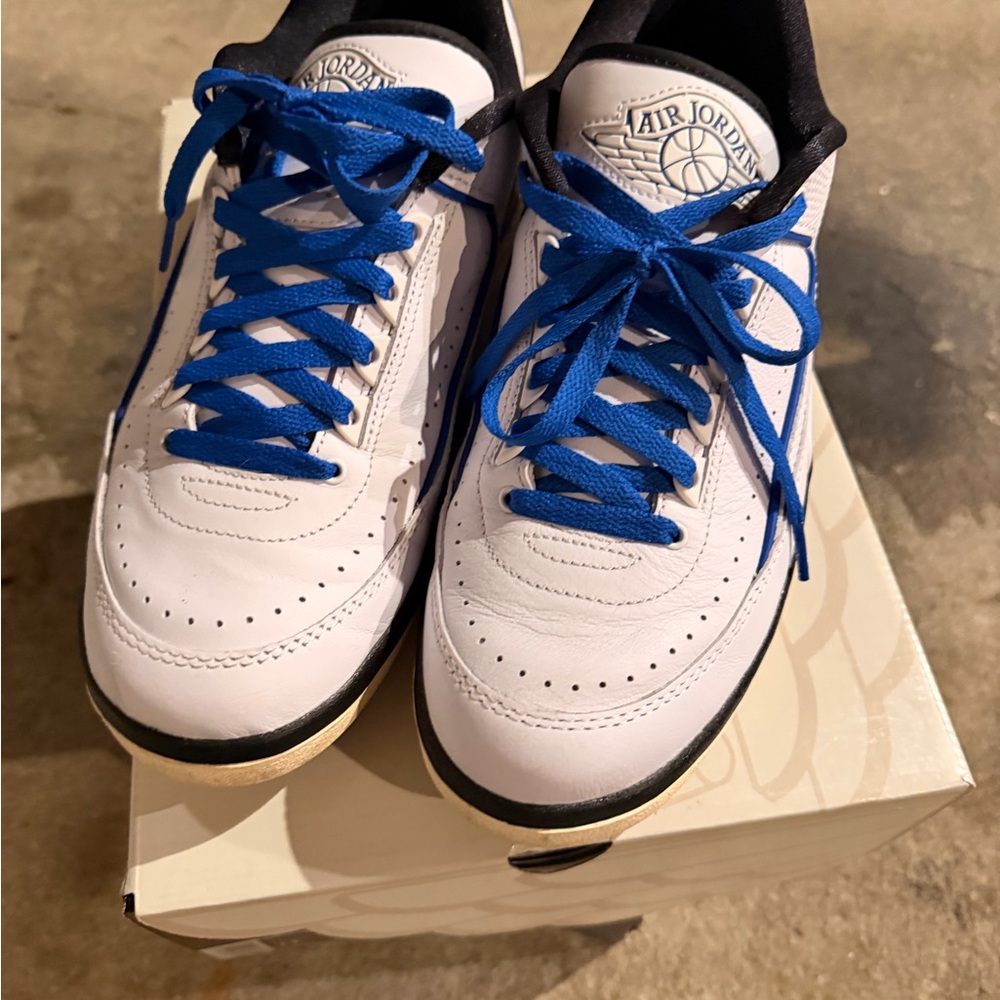Jordan 2 Men's White and Royal Blue Sneakers